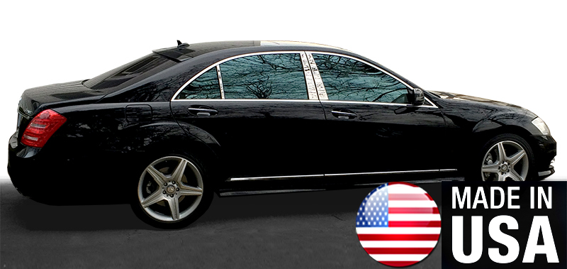 TYGER For 07-13 Mercedes S Class//S400//S550 6PC Stainless Steel Pillar Post